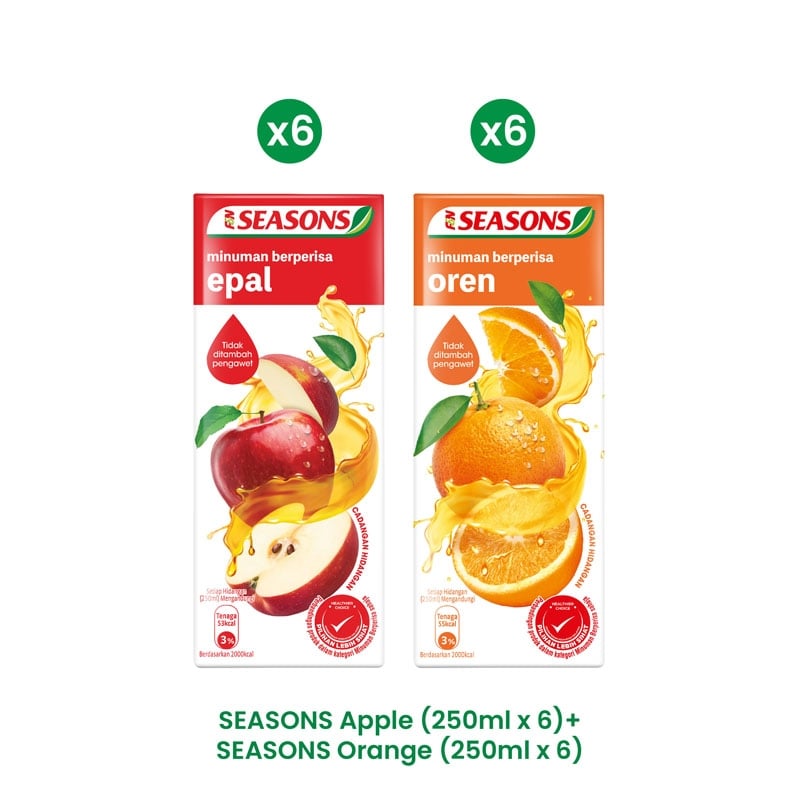 SEASONS Mango Tetra (250ml x 6)+SEASONS Lychee Tetra (250ml x 6)+SEASONS Apple Tetra (250ml x 6)+SEASONS Orange Tetra (250ml x 6)