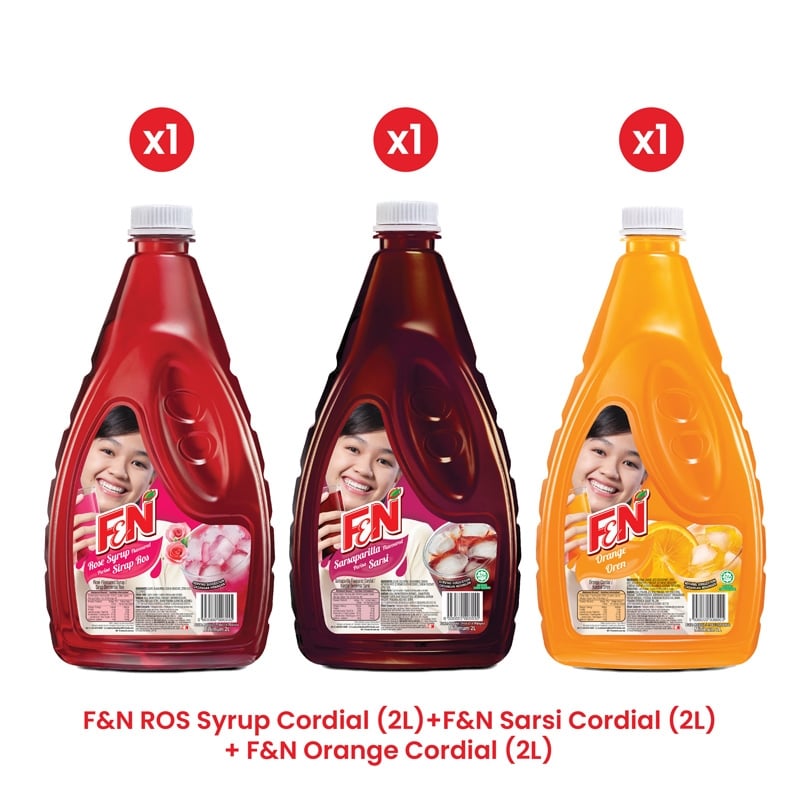 F&N ROSE Syrup Cordial (2L) + F&N Sarsi Cordial  (2L) + F&N Orange Cordial (2L)