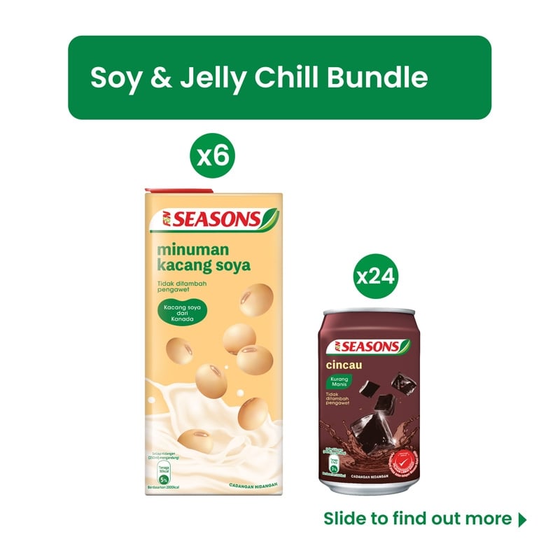 SEASONS Soyabean (1L) x 6 +  Seasons Nutriwell Grass Jelly 1 Carton (24x300ml)