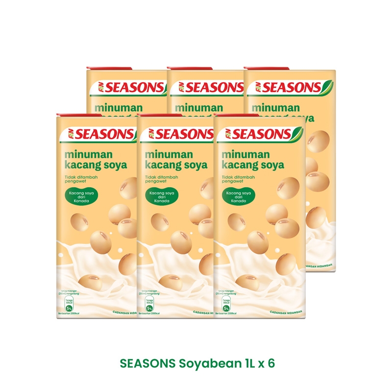 SEASONS Soyabean (1L) x 6 +  Seasons Nutriwell Grass Jelly 1 Carton (24x300ml)