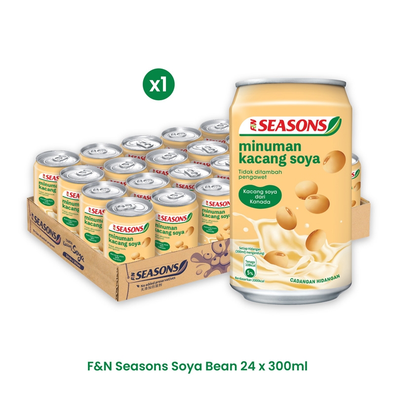 F&N Seasons Soya Bean (24 x 300ML)+F&N Seasons Nutriwell Grass Jelly (24 x 300ML)