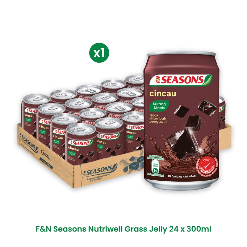 F&N Seasons Soya Bean (24 x 300ML)+F&N Seasons Nutriwell Grass Jelly (24 x 300ML)
