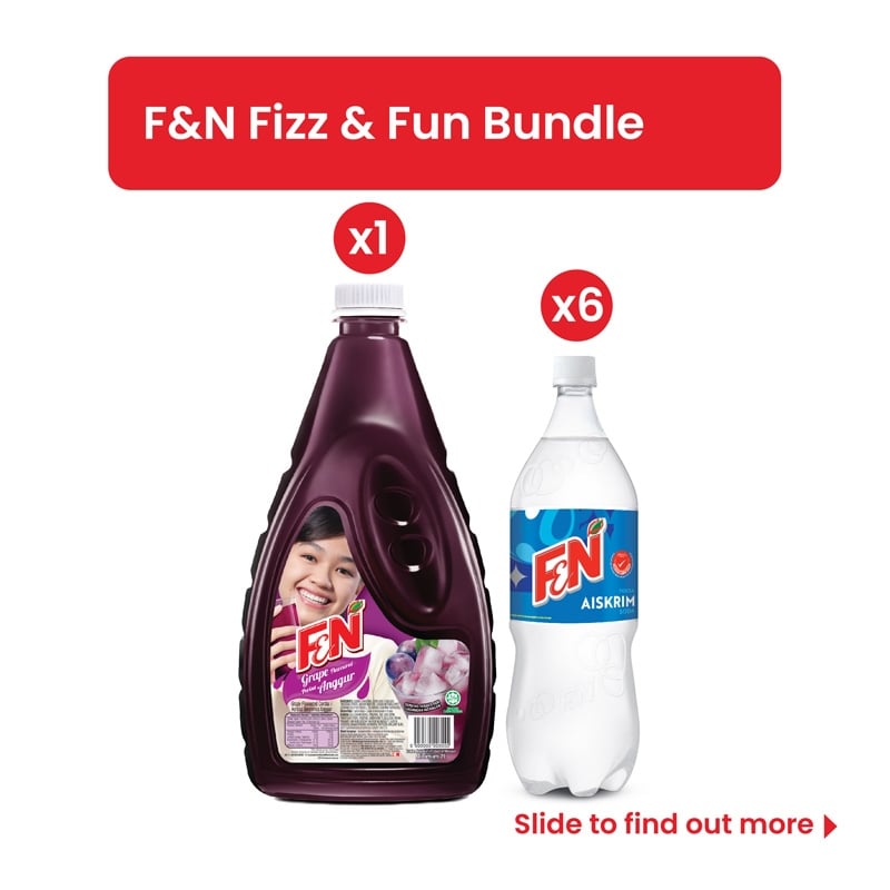 F&N Ice Cream Soda (1.5L x 6)+ F&N Grape Cordial (2L)
