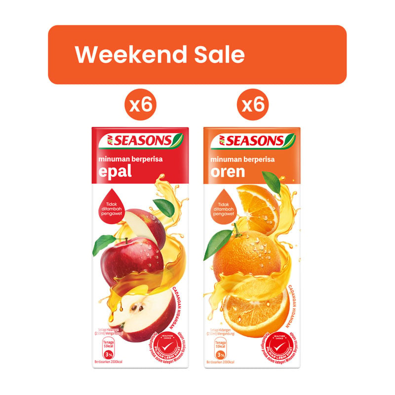 F&N SEASONS Orange (250ml x 6) + F&N SEASONS Apple (250ml x 6)