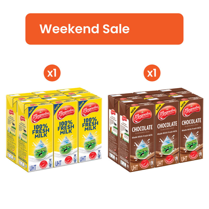 MAGNOLIA UHT Fresh Milk (200ml x 6) + MAGNOLIA UHT Fresh Chocolate (200ml x 6)