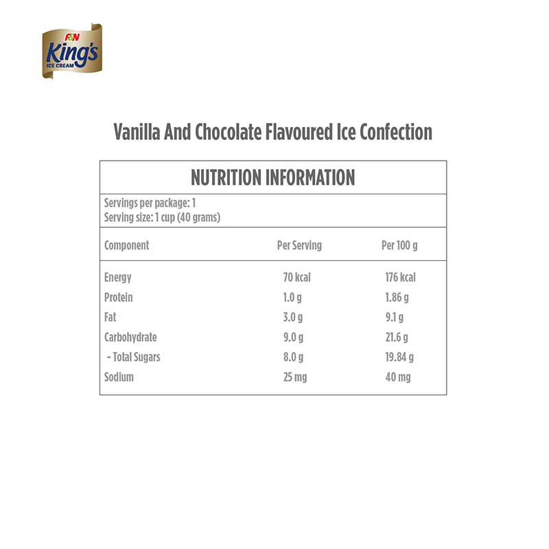 KING'S Fun Cup - Duo Flavor (Vanilla +Chocolate) 70ML x 32