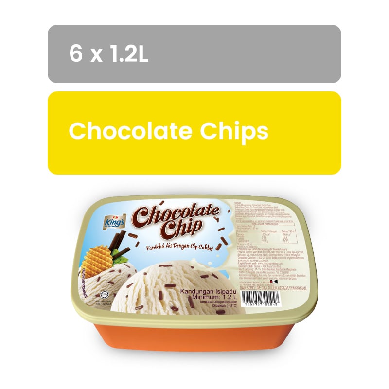 KING'S Regular Chocolate Chips 1.2L x 6
